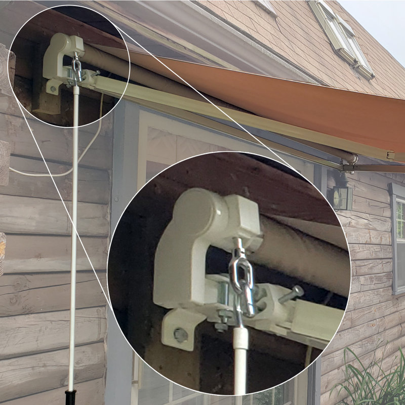 White 5-Foot Metal Hook Style Hand Crank for Retractable Awning