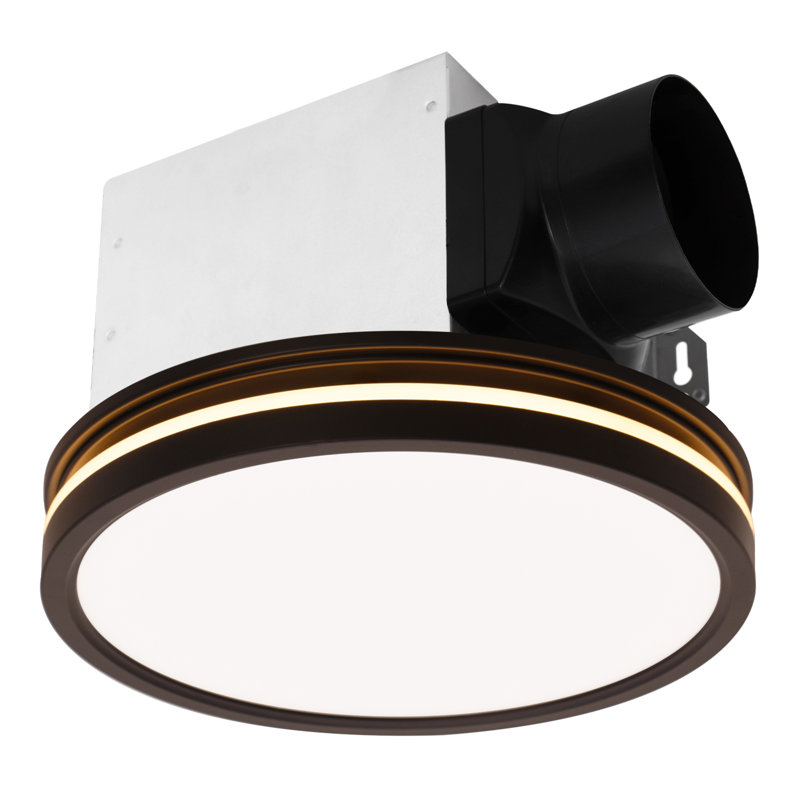 Ventilateur de salle de bain 80 CFM avec éclairage, Noir mat