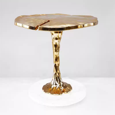 Creative Golden Fiberglass Lotus Leaf Coffee Table