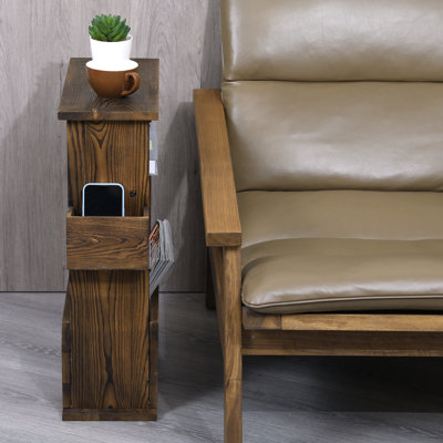 Hopedale Solid Wood Floor Shelf End Table with Storage