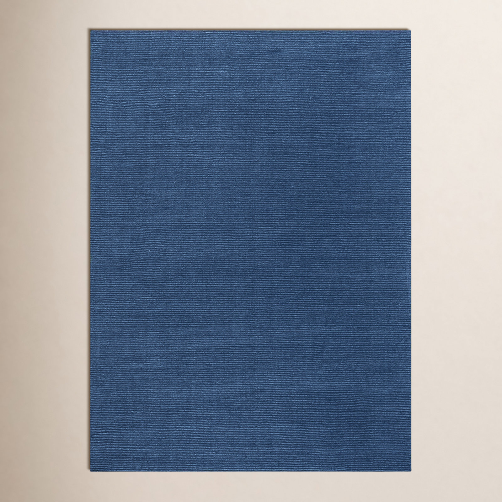 Crowe Dark Blue Hand-Woven Wool Rug, Rectangle 9' x 13'