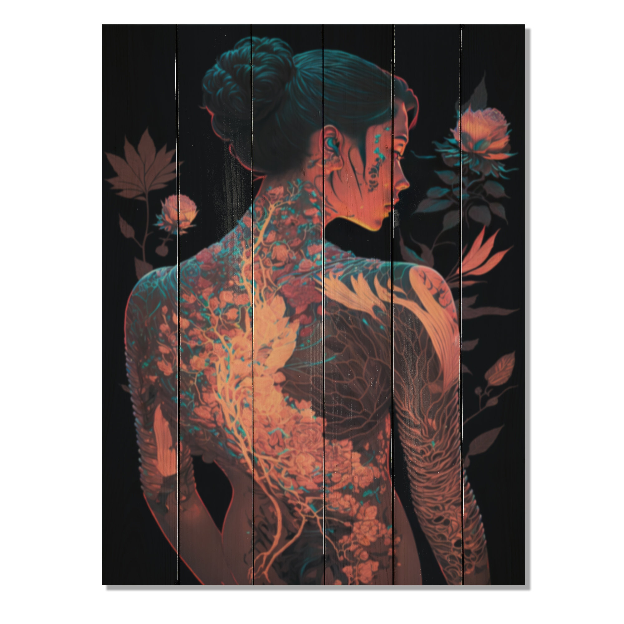 Everly Quinn Young Lady With Traditional Tattoo - Asian Woman Print on  Natural Pine Wood | Wayfair