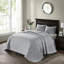 Couvre-lit réversible gris grand lit - Motif de courtepointe éblouissant surdimensionné pour un positionnement exceptionnel Rembourrage en coton prélavé Le confort est livré avec 2 taies décoratives lavables à la machine Riche texture