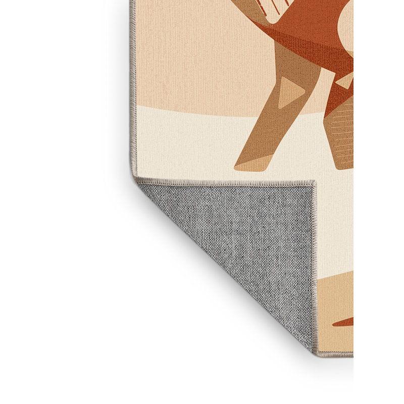 Tapis abstrait moderne et contemporain lavable à la machine en jacquard beige Oryn facilité, 3 X 5