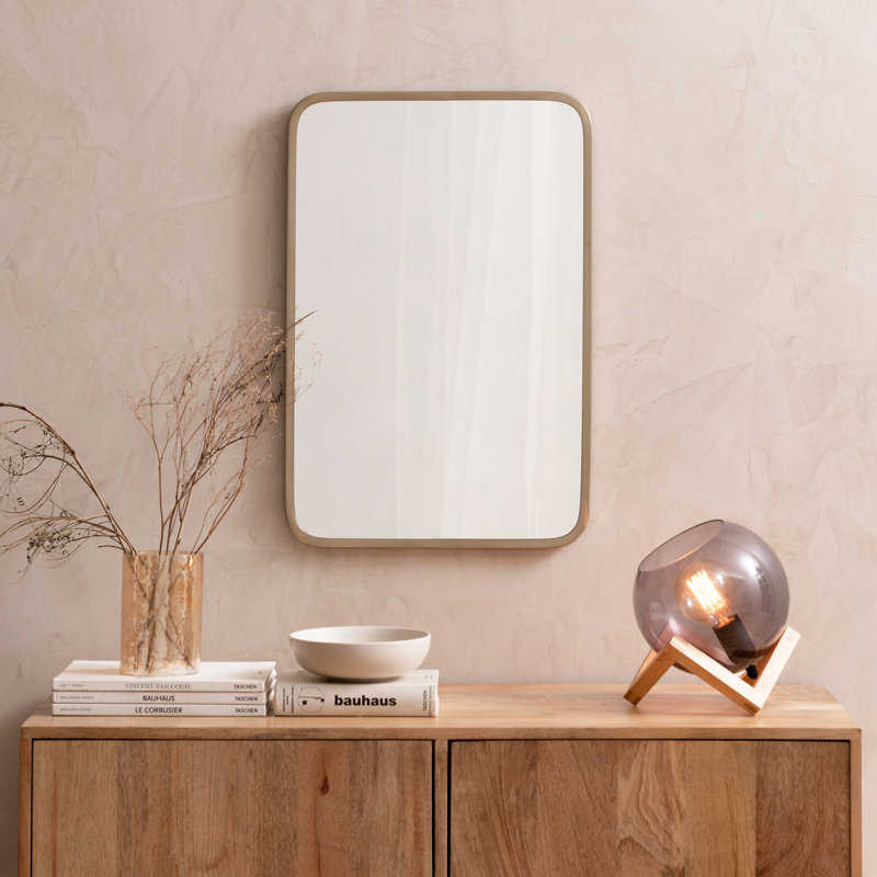 Holofernes Metal Flat Wall Mirror, Champagne