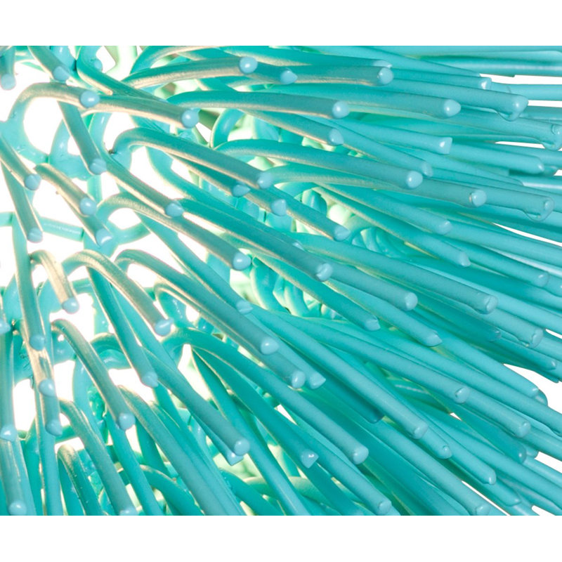 Luminaire suspendu 1 lumière Urchin - Velours turquoise, Velours bleu pacifique