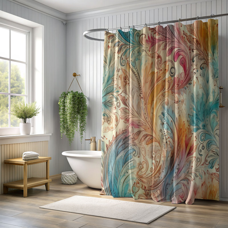 Rideau de douche Aged Paisley - Premium, H 74 po x l 71 po