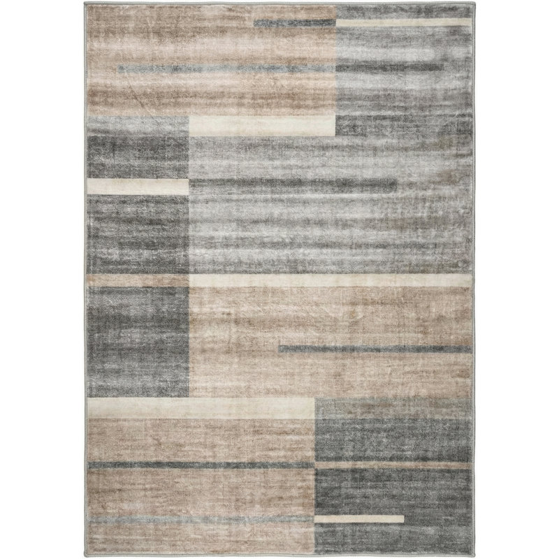Rug Branch Milan 8' x 11' (7'7" x 10'10") Brown/Grey Geometric Area Rug, Contemporary, Medium Pile, Stain-Resistant Carpet - Living Room, Bedroom, Dining Room, and Kitchen