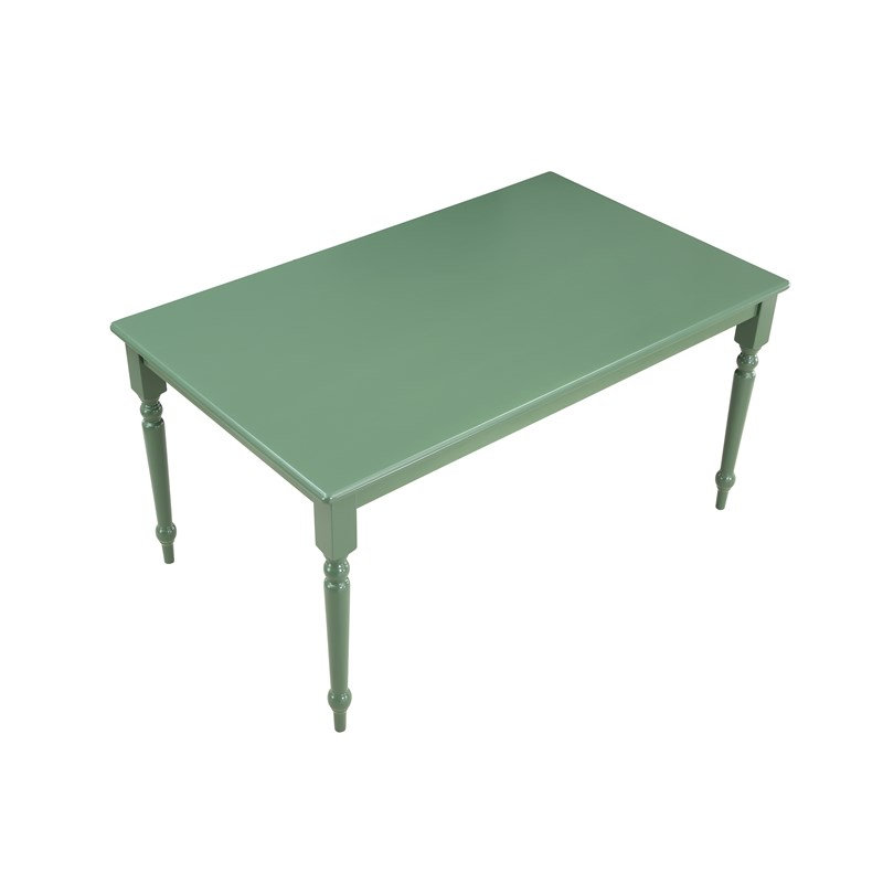 Pemberly Row Rubberwood Rectangular Dining Table in Equestrian Green