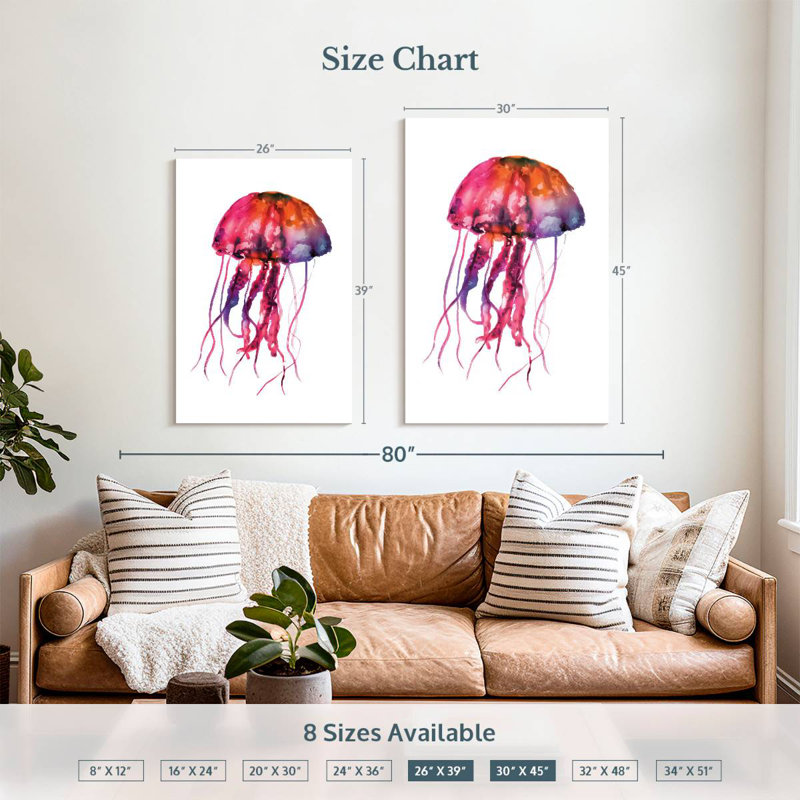 Multicolored Jellyfish, 39" H x 26" W
