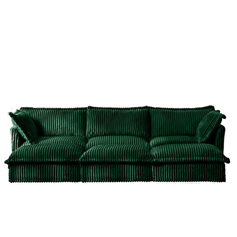 Canapé rembourré, 3, 34.6" H x 120" W x 33" D, Green