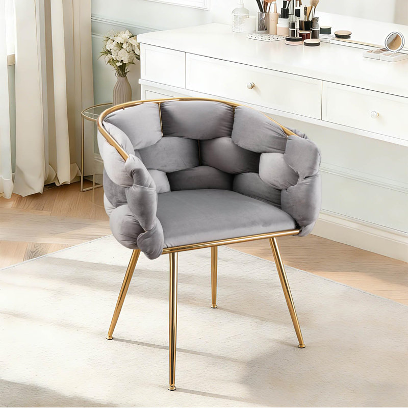 Chaise rembourrée en velours Modern, Gris