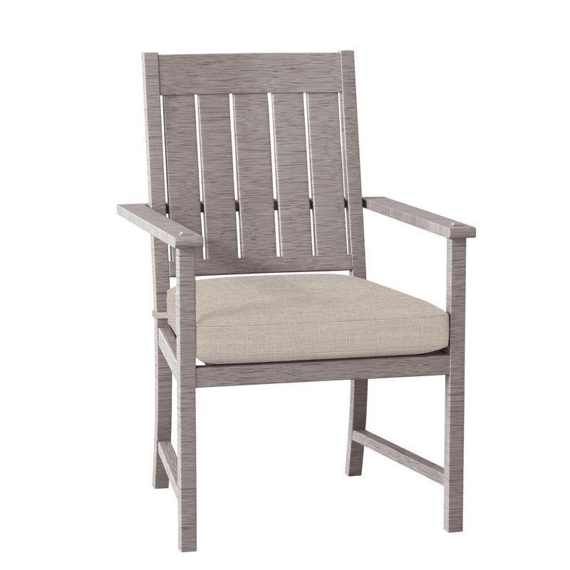 Croquet Patio Dining Armchair with Cushions, Oyster, Dove Sunbrella® Linen, No Welt