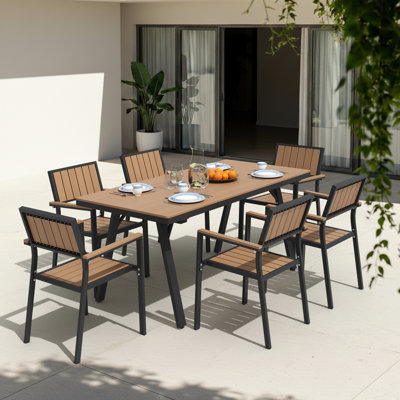 Ensemble repas d'extérieur 7 pièces Nika, en alliage d'aluminium, adapté aux rassemblements de patio