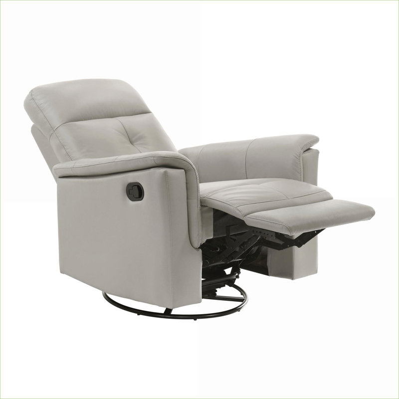 Fauteuil inclinable pivotant inclinable par FlowLuxe, siège de confort moderne pour le salon, fauteuil d'appoint rembourré en cuir argenté Classic