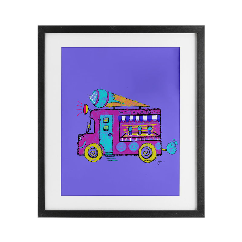 «Vibrant Purple Ice Cream Truck», impression par Susan Lugar, Cadre noir minuit, H 16 po x l 13 po