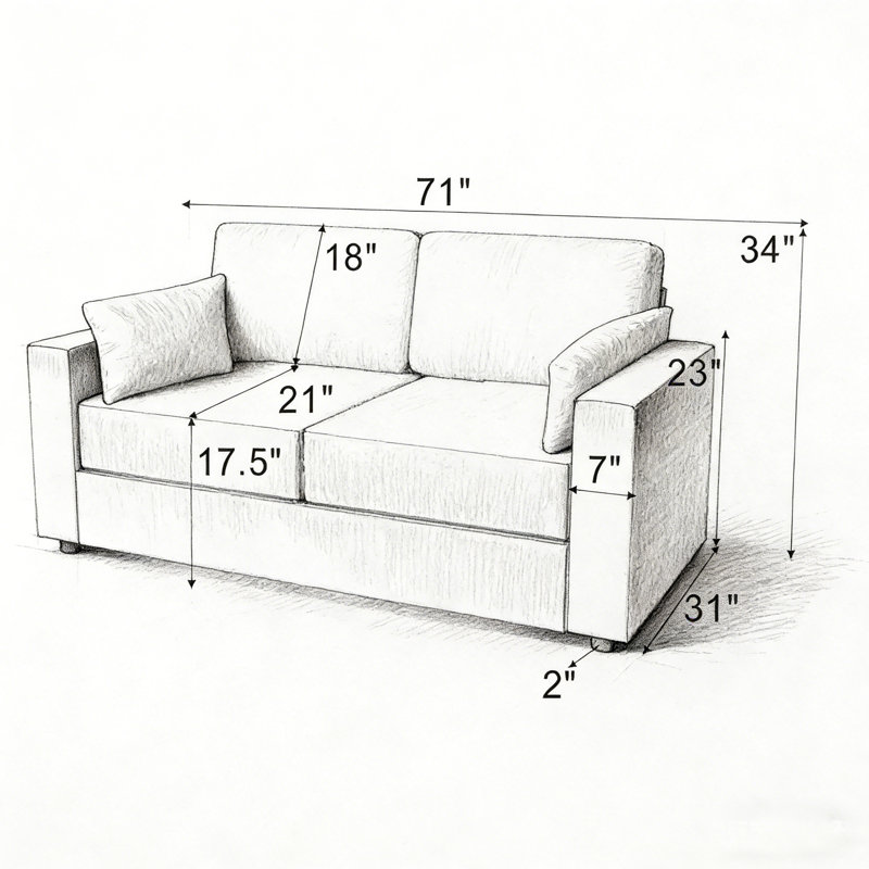 78" Modern Upholstered Sofa With Deep Cushions, Removable Pillows, And Durable Fabric, Dark Gray