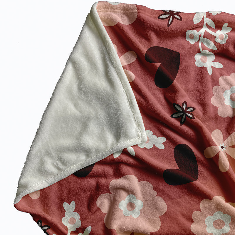  Couverture en molleton Flowery Love, 50 po x 60 po, Rose