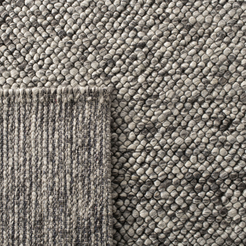 Carisbrooke Lauren Ralph Lauren Hand Woven Wool/Cotton Solid Color Rug in Dark Gray, Runner 2'3" x 12'
