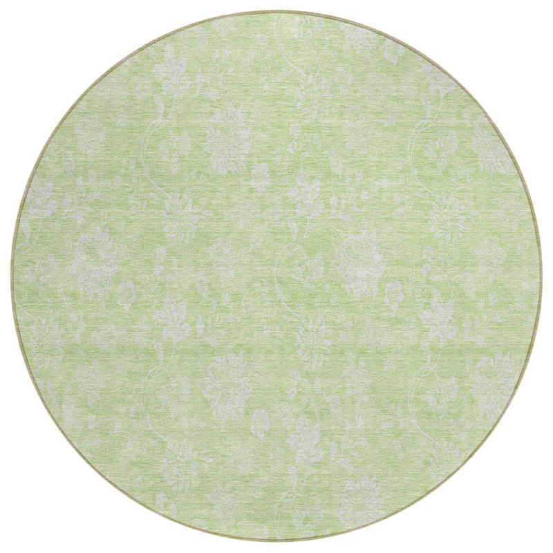 Myqueal Washable Floral Indoor / Outdoor Rug, Round 8'