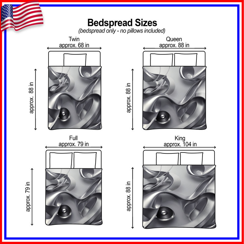 Couvre-lit matelassé argenté à motif abstrait toutes tailles, King