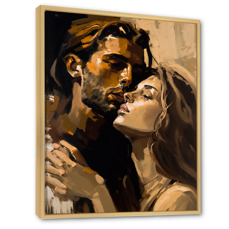 «Passionate Love Portrait Retro I», reproduction sur toile, H 20 po x l 12 po, Cadre flottant brun
