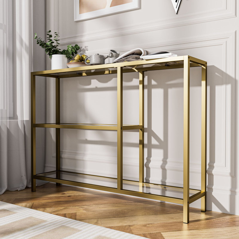 Azuolas 40"W × 29"H Console Table, Gold