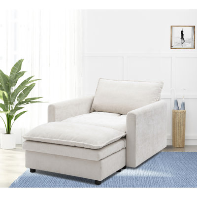 Confortable canapé-lit simple rembourré en chenille avec repose-pieds, idéal pour lire, se prélasser et passer la nuit dans des coins confortables