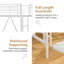 Lit mezzanine pour lit simple avec échelle intégrée, garde-corps pleine longueur, lattes en métal permettant d'économiser de l'espace pour la chambre à coucher, le dortoir, les adolescents ou les petits appartements, blanc-618486639