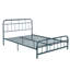 Structure de lit grand format en métal avec tête de lit et pied de lit arrondis - bleu, lit plateforme robuste-304031263-304031249