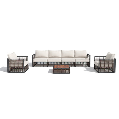 7-Piece Metal Patio Sectional Sofa Set With Cushions
