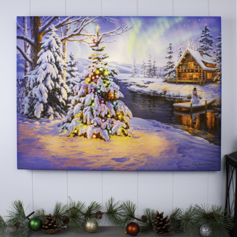 «Woodland Christmas», art mural entièrement éclairé à DEL 18 x 24