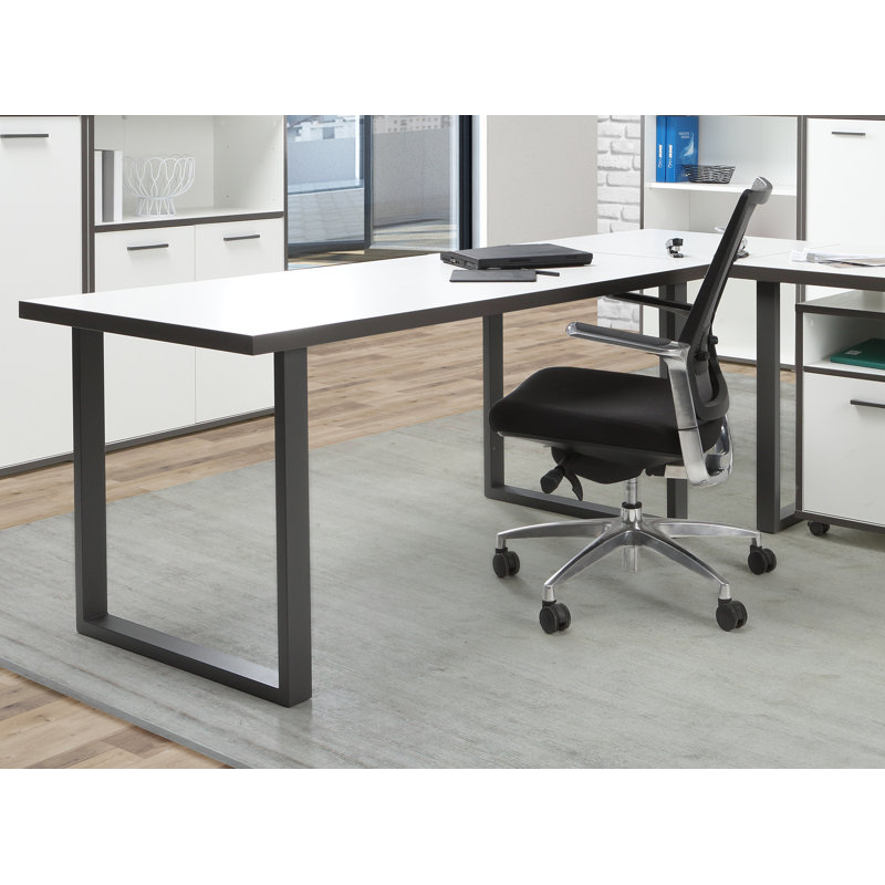 Bibeau Metal Base Writing Desk, 74.1cm H x 160cm W x 75cm D