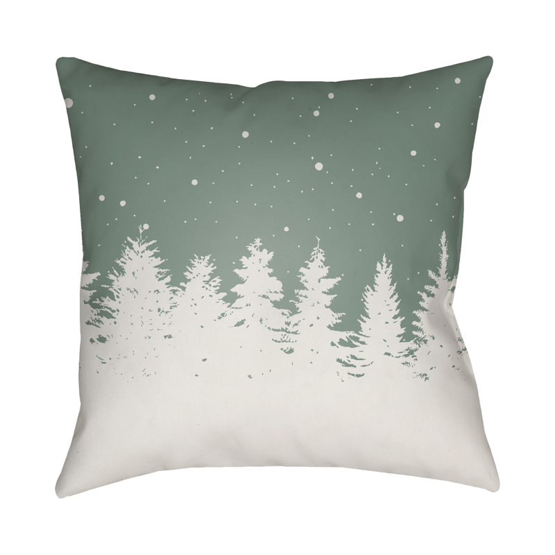  Trees Indoor/Outdoor Throw Pillow, Green / White, 20" H x 20" W x 4" D