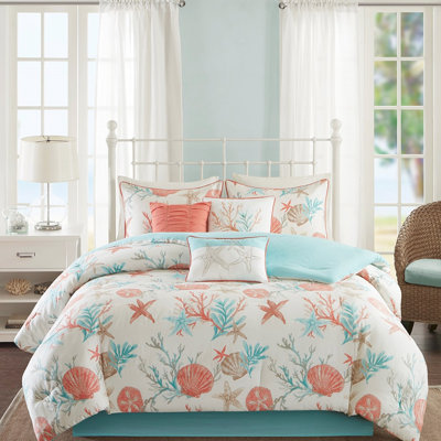 Édredon 7 pièces pour très grand lit Coral - Pebble Beach, literie en coton