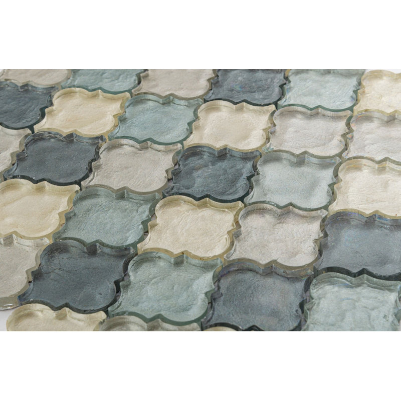 Grandio 2-in. Arabesque Polished Iridescent Glass Wall & Floor Mosaic Tile, Myst