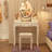 Jalea Vanity Desk with Mirror and Lights, Modern Makeup Table and Cushion Stool Set with 4 Drawers-1227969386