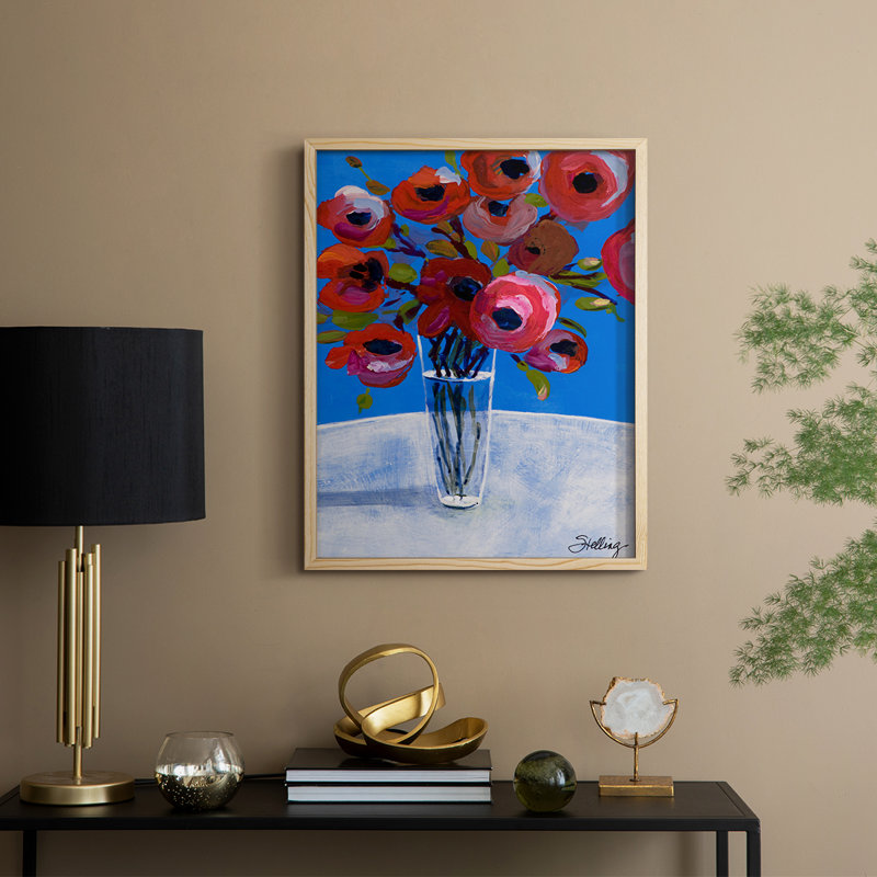 Coquelicots, reproduction encadrée - bois massif, Naturel, H 11 po x l 9 po