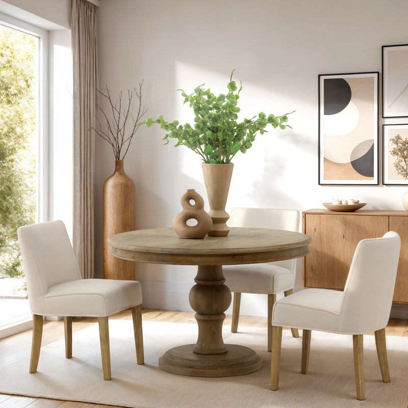 47" Mango Solid Wood Pedestal Dining Table, 30"H x 47"L x 47"W