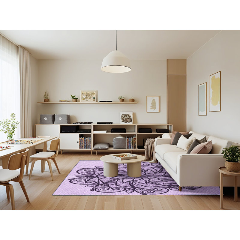 Tapis mauve tissé à la machine, Rectangle 7 pi x 9 pi