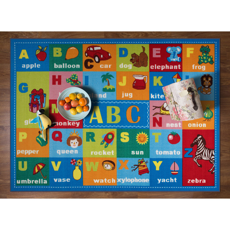 Jeromy Tufted Kids Multi-Colored Non-Slip Rubber-back Area Rug, Rectangle 5' x 7'