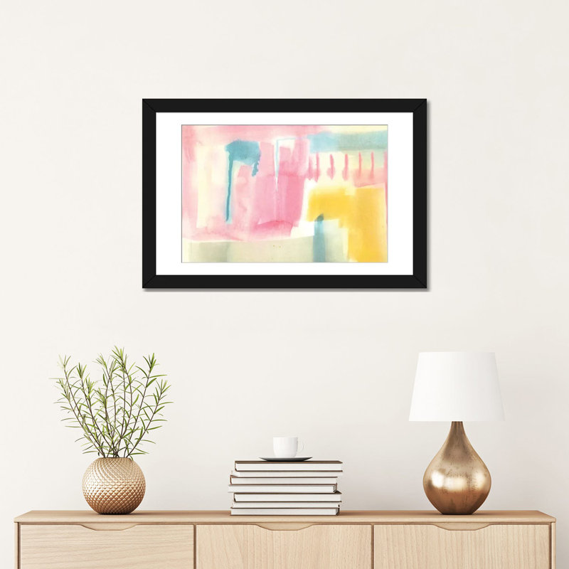 «Pastel Luxe III», reproduction sur toile, H 16 po x l 24 po x P 1 po, Papier d'art encadré noir, Blanc