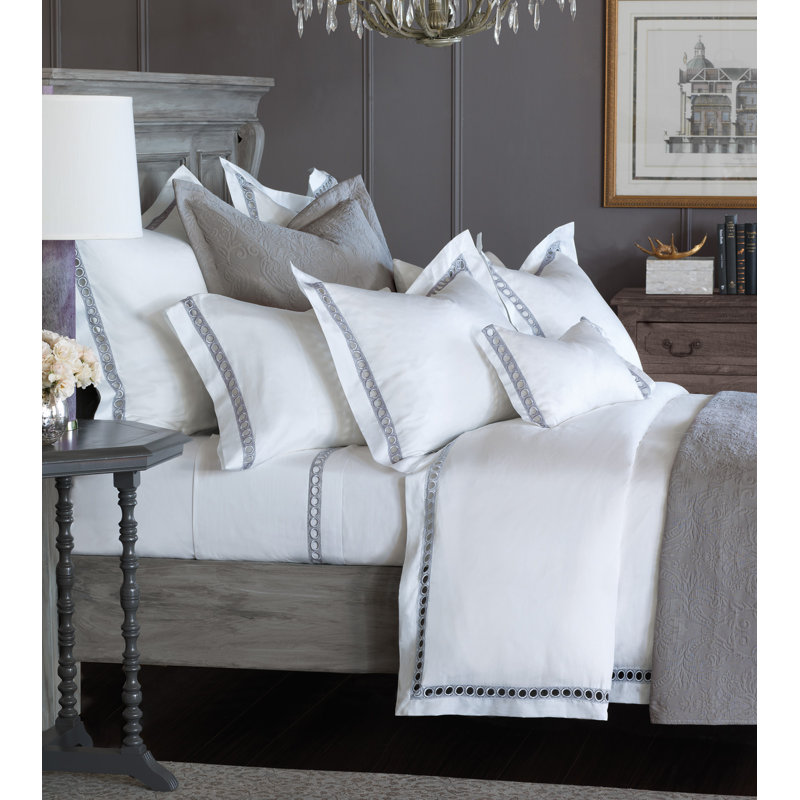 Taie décorative en dentelle Celine, Très grand, Blanc / argent