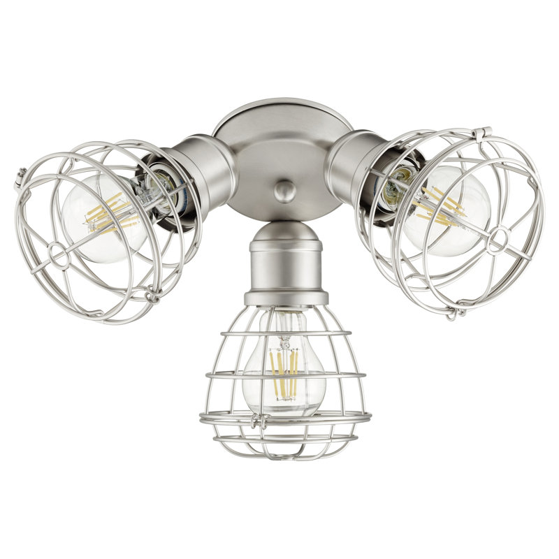 Ventilateur de plafond universel à 3 lumières, Nickel satiné