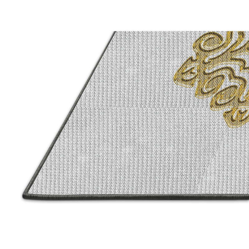 Tapis doré / blanc Power Loom, Rectangle 5 pi x 8 pi