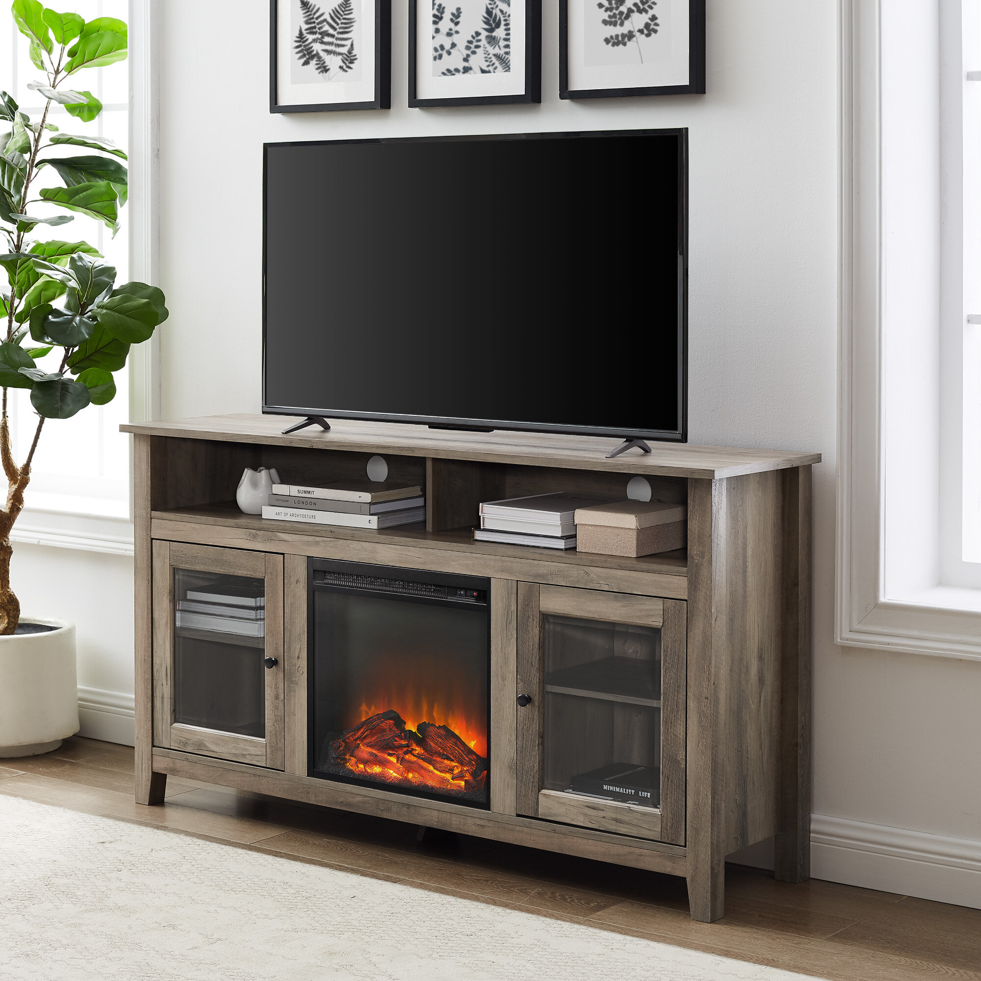 Kohn tv stand store with electric fireplace