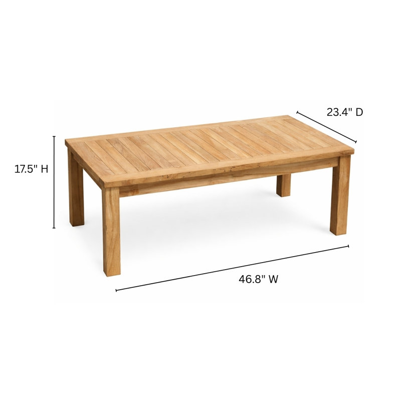 Galvan Rectangular Teak Outdoor Coffee Table , 46.8'' in. W 23.4'' in. D