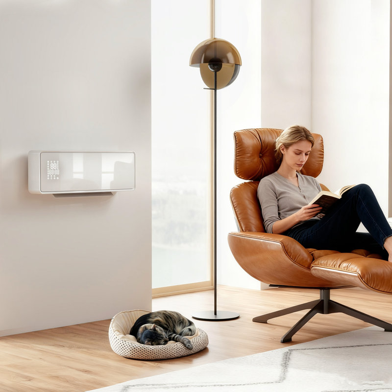 HOMCOM 1000 Watt 6824 BTU Electric Wall Mounted Space Heater with Adjustable Thermostat and with Digital Display, Black