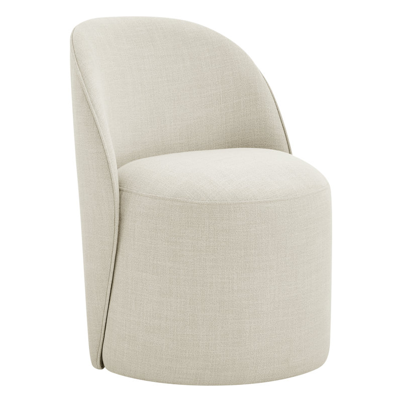 Lola Upholstered Side Chair with Swivel Casters, Polyester Beige