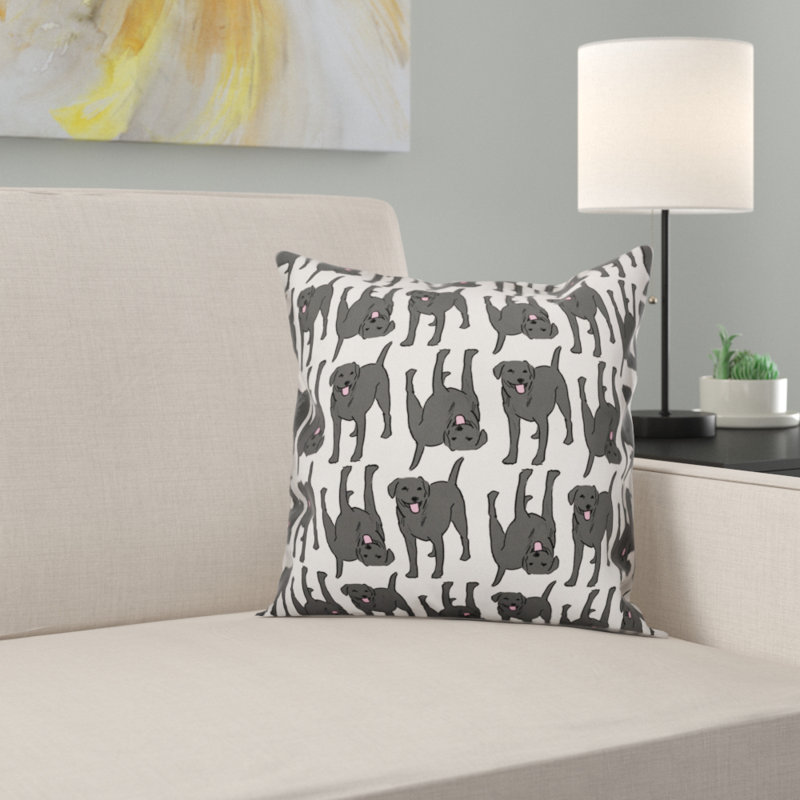 Housse de coussin carré All The Labs, 18 po x 18 po, Noir, Polyester/ Bourre en polyester